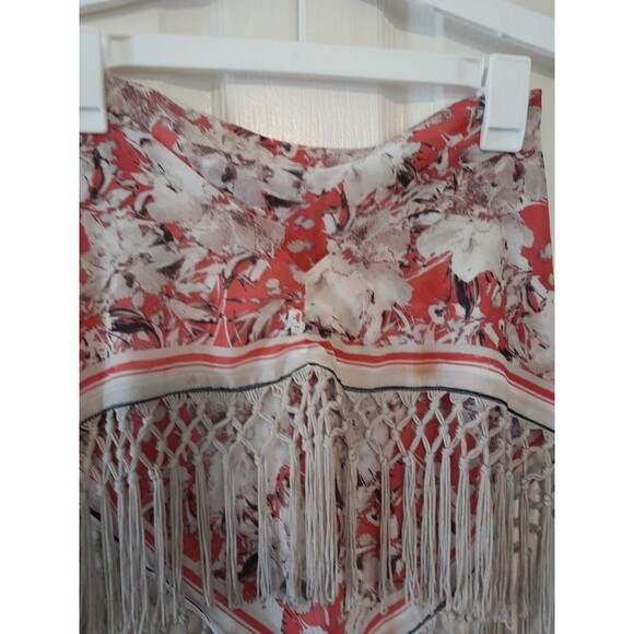 Western Scarf/ Shawl Orange Base With Frinnge Border.  2X. B10 - Picture 2 of 7